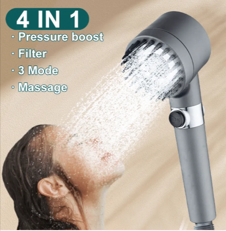 Cabezal de Ducha de Alta Presión de 3 Modos – Grifo Portátil de Lluvia con Filtro